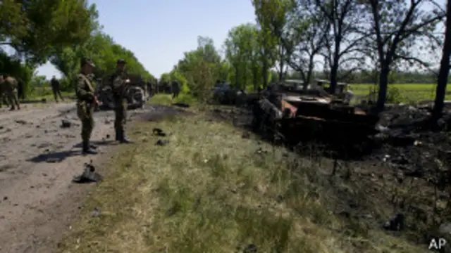 ယူကရိန်းတပ်ဖွဲ့ တိုက်ခိုက်ခံရမှုတစ်ခု မြင်ကွင်း