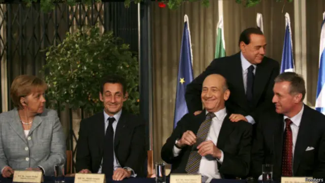 برلوسکونی، آنگلا مرکل، اهود اولمرت و سارکوزی