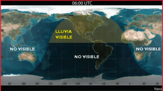 Mapa de visibilidad de la lluvia de estrellas