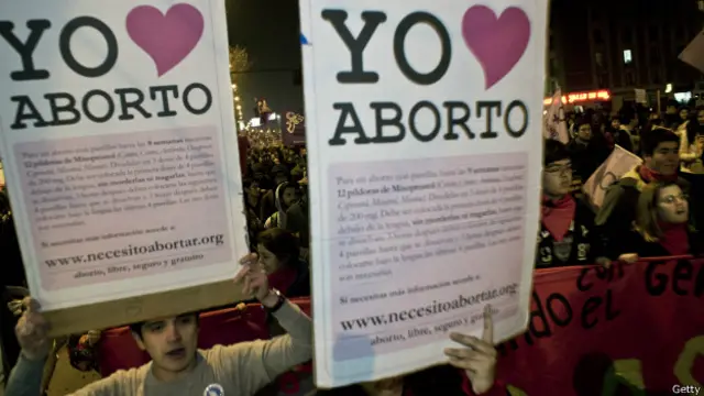 Manifestación a favor del aborto en Chile