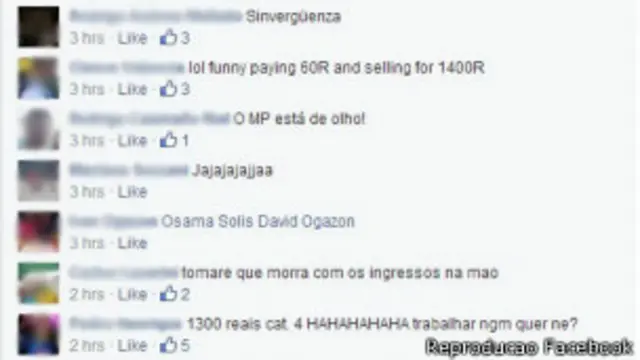 Pessoas negociam ingressos da Copa no Facebook / Crédito: Reprodução