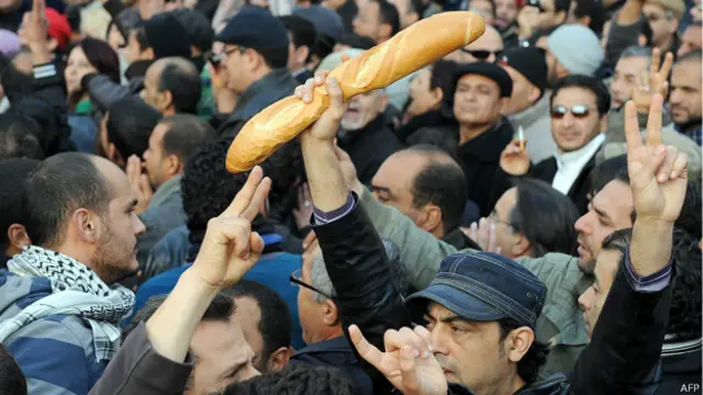Protesta en Túnez en diciembre 2010.