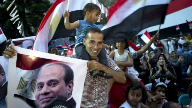 Демонстрант с портретом Сиси