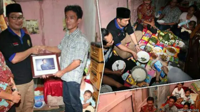 Ridwan Kamil melakukan blusukan dengan antara lain makan bersama dengan warga Bandung.