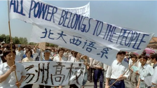 Người biểu tình ở Thiên An Môn hồi năm 1989