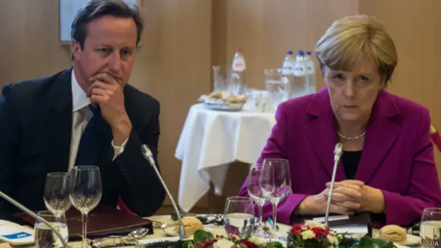 Меркель и Кэмерон за обедом на саммите G7