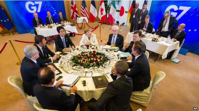 Các lãnh đạo nhóm G7 trong hội nghị ngày 4/6