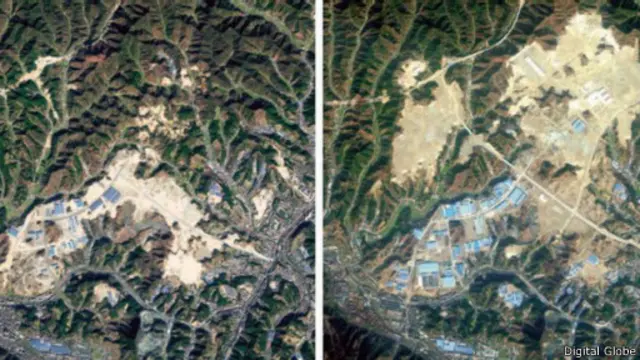 صورة من الأقمار الاصطناعية تظهر بعض مرتفعات منطقة شييان بعد تسطيحها