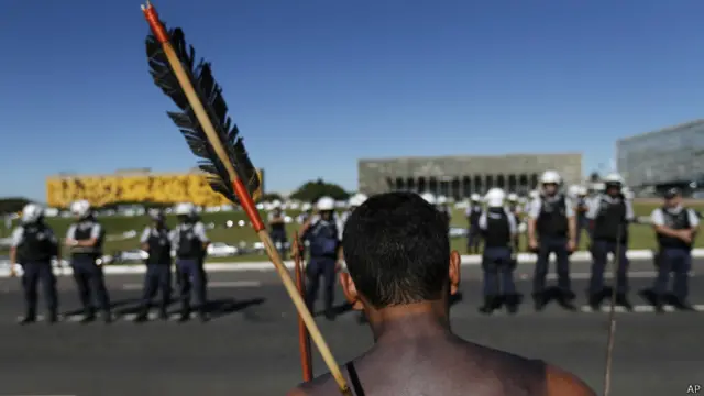 Protesto indígena em Brasília (AP)