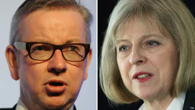 مائیکل گوو کو وزیر انصاف بنانے کا فیصلہ کیا گیا ہے جبکہ تھریسا مے کو وزیر داخلہ