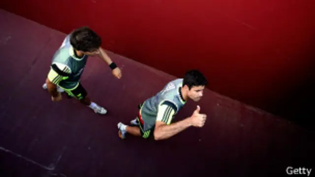 Diego Costa, da Espanha, em treino da seleção