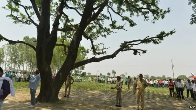 مهاجمان بعد از تجاوز گروهی به دو دختر نوجوان آنها را خفه کرده و به این درخت دار زده بودند