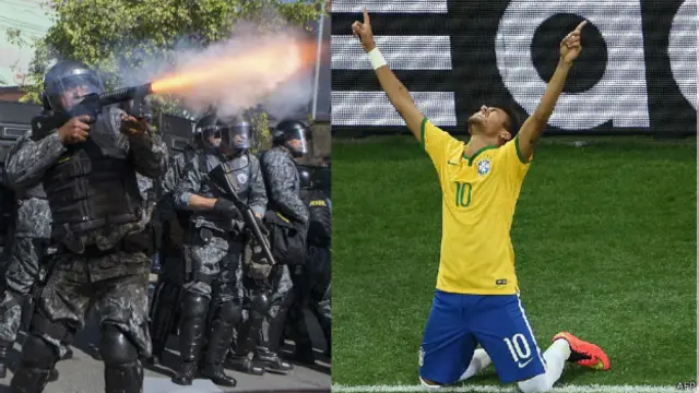 Neymar e policial (AFP)