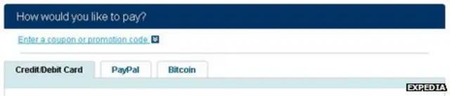 صورة من اختيارات السداد المتاحة على موقع إكسبيديا