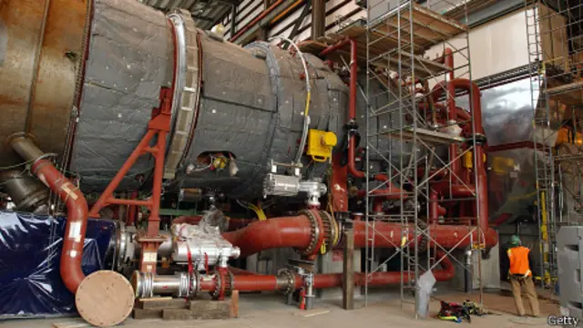 Turbina de gas de Mitsubishi en una planta de gas en Oregón, EE.UU.