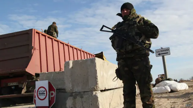 Украинский пограничный пост между Херсонской областью и Крымом