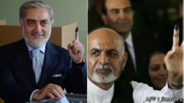 در این انتخابات عبدالله عبدالله (چپ) و اشرف غنی احمدزی با هم رقابت کردند