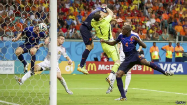 世界杯B组小组赛中，荷兰队破西班牙大门