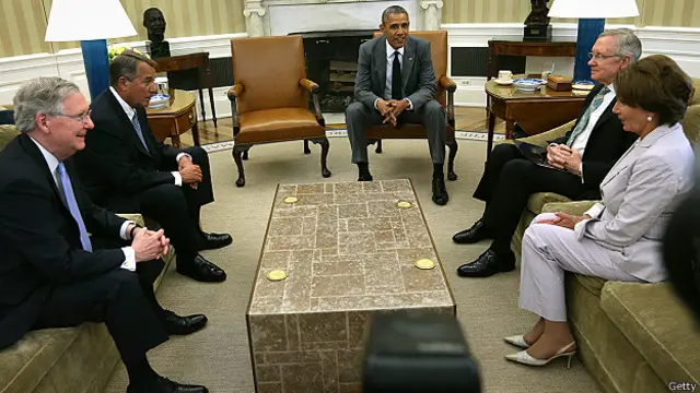 بعد از درخواست عراق برای حمله نظامی آمریکا به داعش، باراک اوباما در کاخ سفید با سران کنگره دیدار کرد
