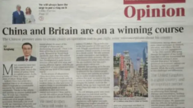 《泰晤士报》在李克强到访英国前夕曾经独家发表了李克强的一篇文章。