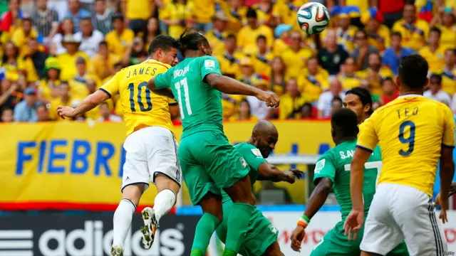 دوسرے ہاف کے آغاز میں جیمز رودریگز نے کارنر پر خوبصورت ہیڈر سے گول کر کے کولمبیا کو میچ میں ایک گول کی برتری دلوا دی۔