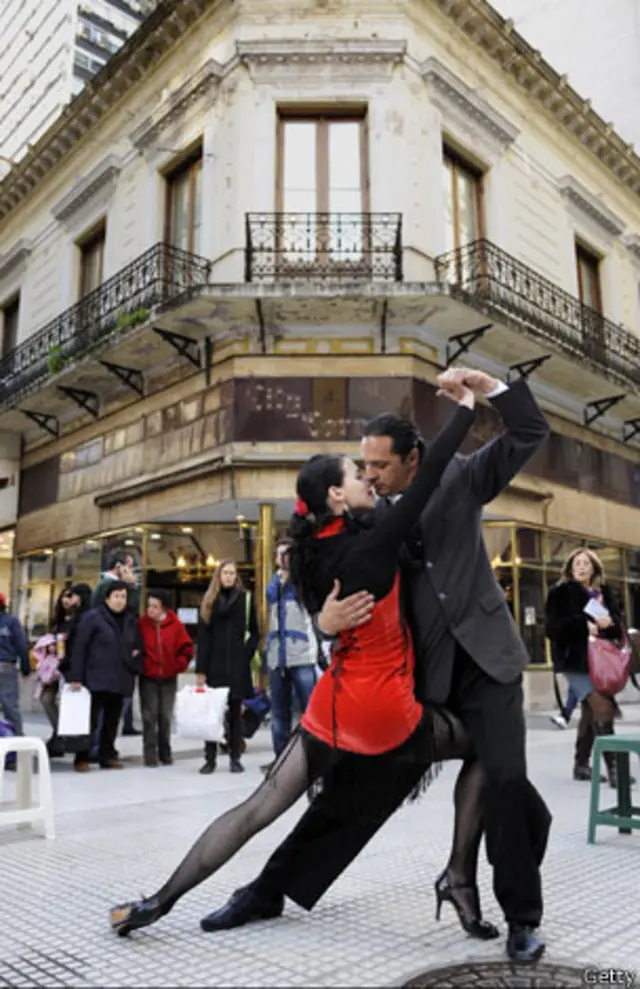 Pareja bailando tango en Buenos Aires