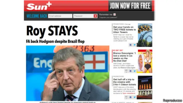 The Sun - Inglaterra eliminada (Reprodução)