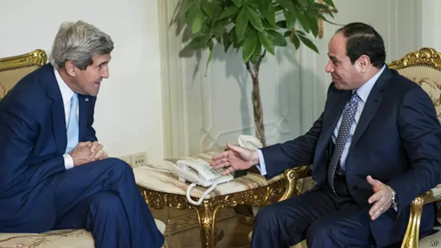 John Kerry y Abdul Fattah al-Sisi