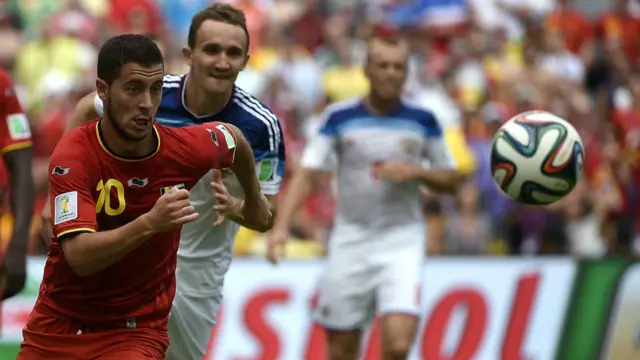 د بلجیم بریدګر لوبغاړی ایډن هازرډ چې چیلسي ته هم لوبه کوي په ننۍ لوبه کې ښه وځلېد او د روسیې پر ګول یې پرله پسې څو بریدونه وکړل.