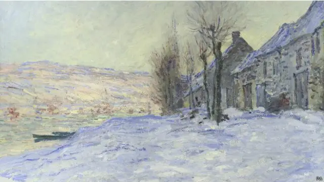 Fragmento de "Lavacourt bajo la nieve", de Claude Monet