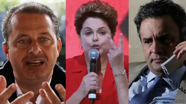 Eduardo Campos (e), Dilma Rousseff (c) and Aécio Neves (d), candidatos à presidência do Brasil (Reuters)