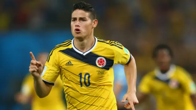 Bàn thắng của Rodriguez ở phút thứ 28 giúp Colombia giành lợi thế trước hiệp một kết thúc.