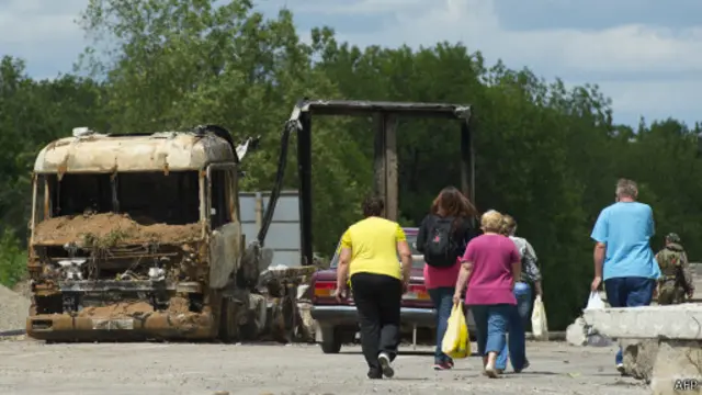 Блокпост сепаратистів у місті Металіст Луганської області