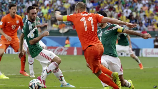 Robben em ação contra o México na Copa do Mundo