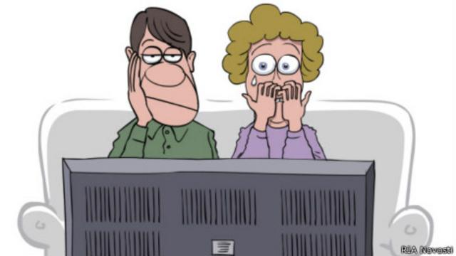 Карикатура с изображением телезрителей
