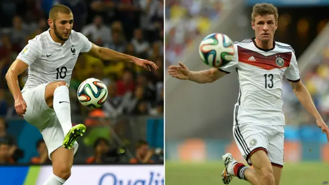 Karim Benzema (tres anotaciones) y Thomas Müller (4), el poder ofensivo de franceses y alemanes.