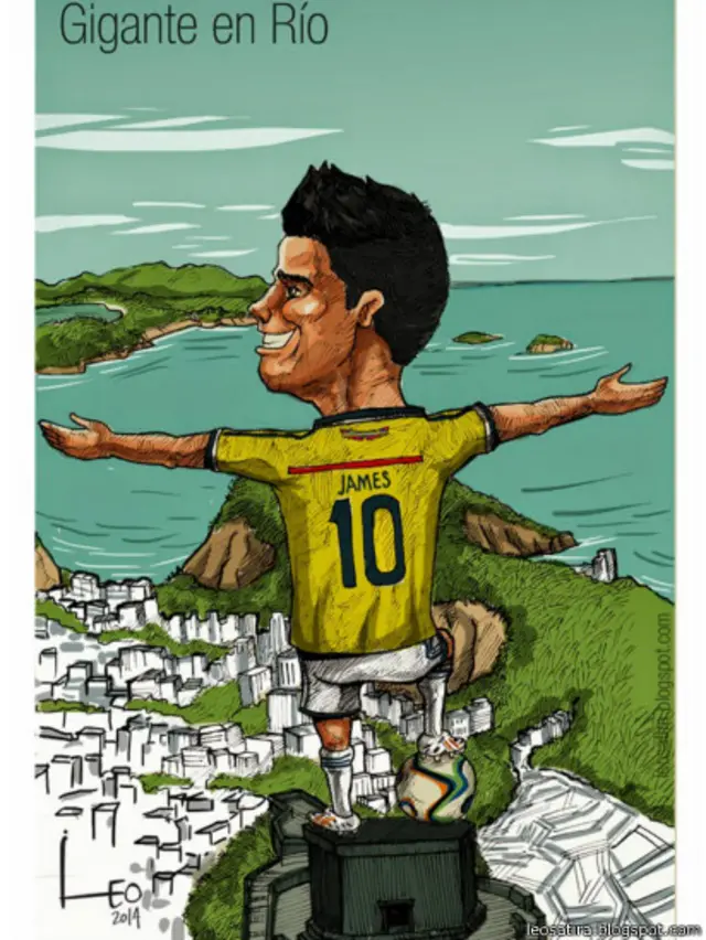 James Rodríguez aparece em charge no lugar do Cristo