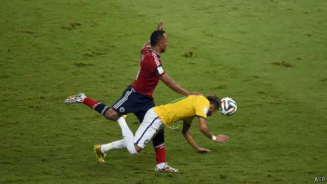Neymar bị chấn thương nhưng Zuniga  của Colombia không bị phạt