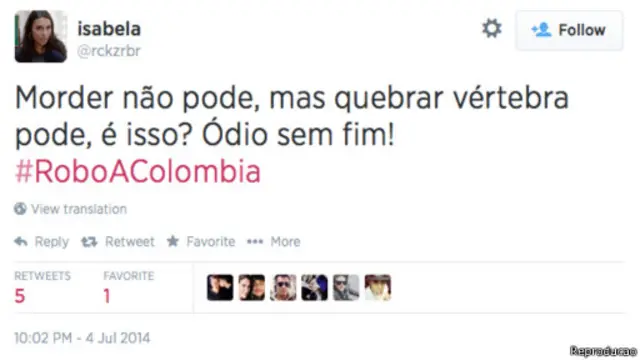 Twitter Brasil x Colômbia (Reprodução)