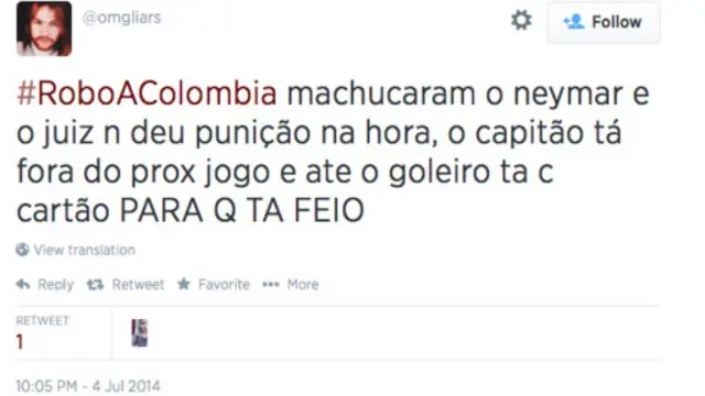 Twitter Brasil x Colômbia (Reprodução)