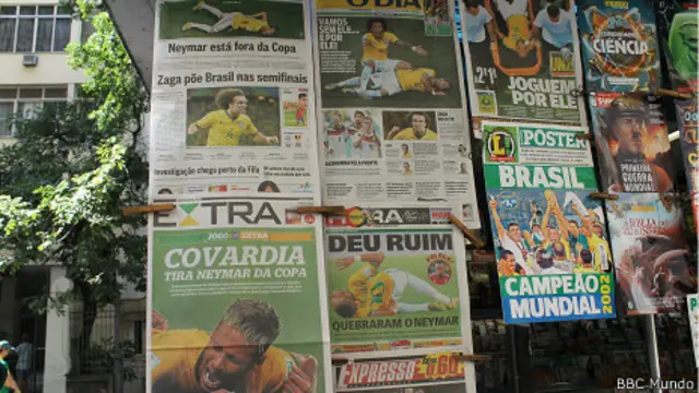 La lesión de Neymar copó las portadas de los diarios.