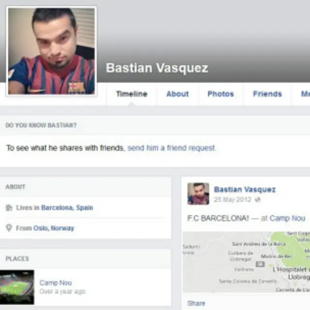 Perfil de Facebook de Bastián Vásquez.