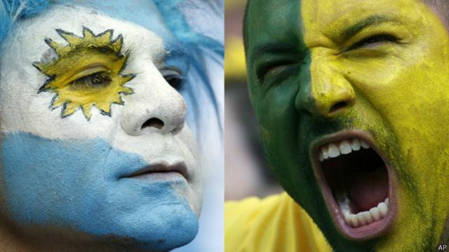Montagem torcedor brasileiro e argentino | Crédito: AP