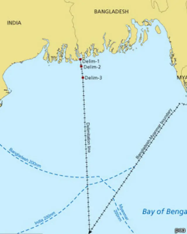 রায়ের পর দু'দেশের সমুদ্রসীমার মানচিত্র