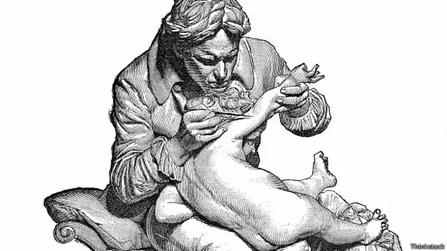 Эдвард Дженнер делает прививку от оспы ребенку