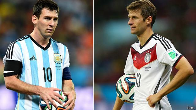 Messi, da Argentina, e Muller, da Alemanha, finalistas de domingo