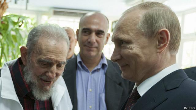 Владимир Путин и Фидель Кастро
