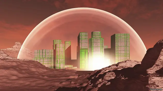 Фантастическая картинка города на Марсе