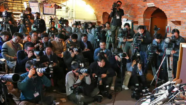 日本仙台某新闻发布会上的记者（23/1/2014）