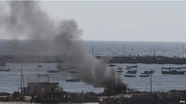 Hải cảng ở Thành phố Gaza là một trong các mục tiêu oanh tạc của Israel hôm 16/7